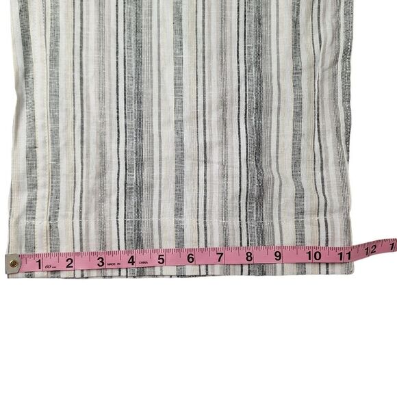 beachlunchlounge Margot Small Linen Cotton Striped Wide Leg Cropped Pant Pockets - Picture 8 of 13